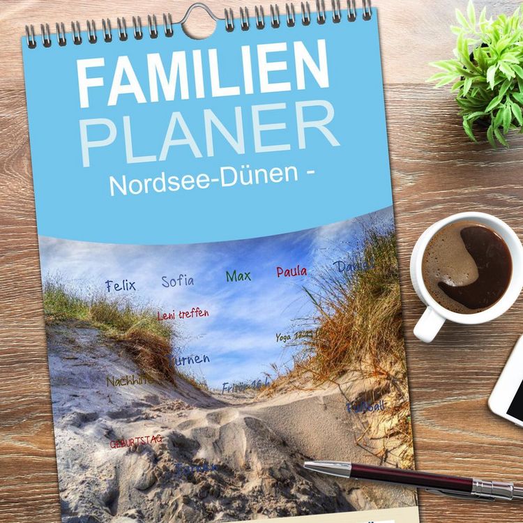 Produktbild: Familienplaner 2026 - Nordsee-D&uuml;nen mit 5 Spalten (Wandkalender, 21 x 45 cm) CALVENDO