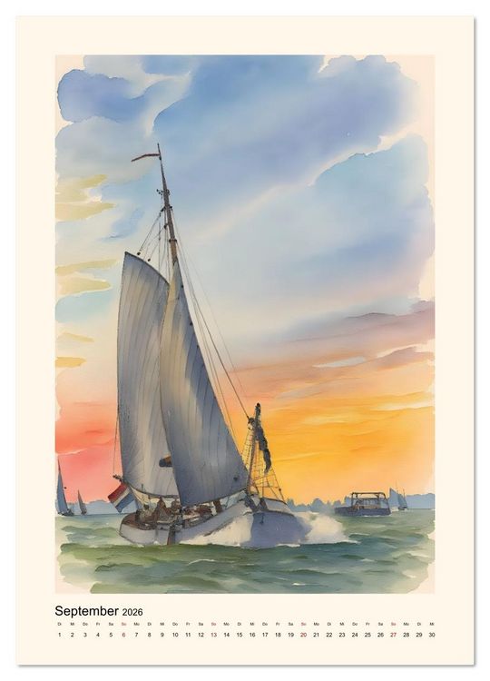 Produktbild: Unter Segeln &uuml;ber's Ijsselmeer (Wandkalender 2026 DIN A3 hoch), CALVENDO Monatskalender