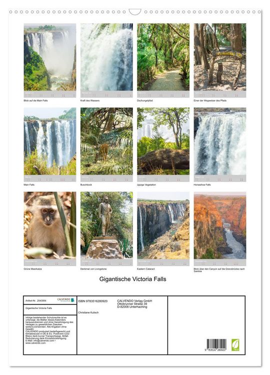 Produktbild: Gigantische Victoria Falls (Wandkalender 2026 DIN A2 hoch), CALVENDO Monatskalender