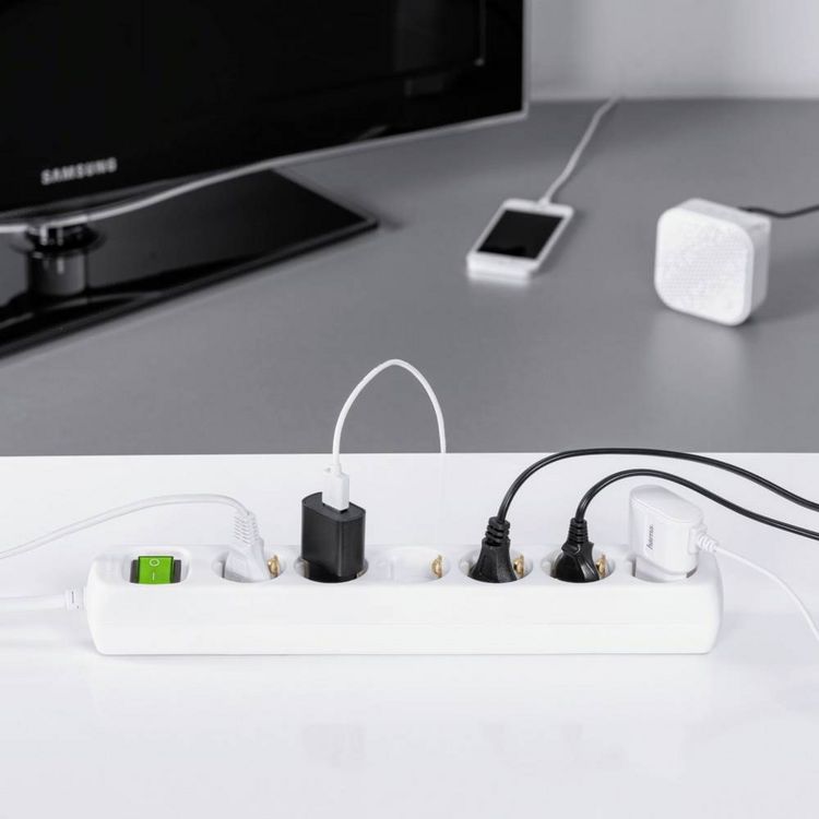 Produktbild: Hama 00223008 Steckdosenleiste mit Schalter Wei&szlig; Schutzkontakt 1 St.