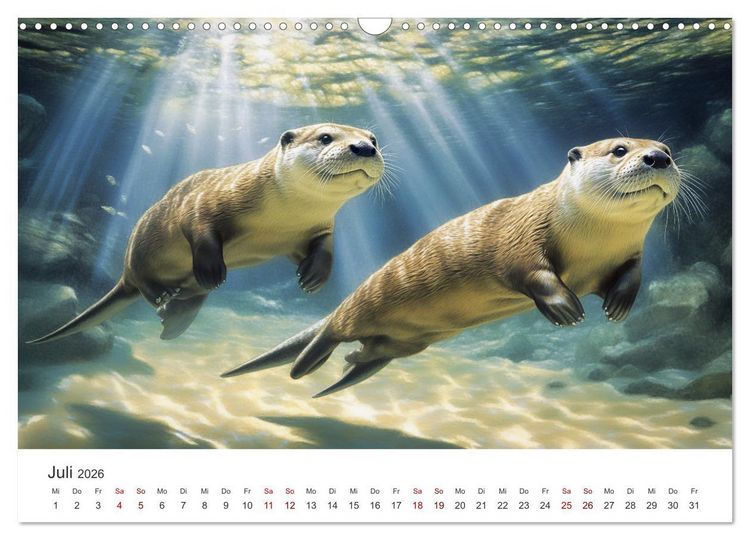 Produktbild: W&auml;chter des Flusses - Ein Jahr mit Fischottern (Wandkalender 2026 DIN A3 quer), CALVENDO Monatskalender