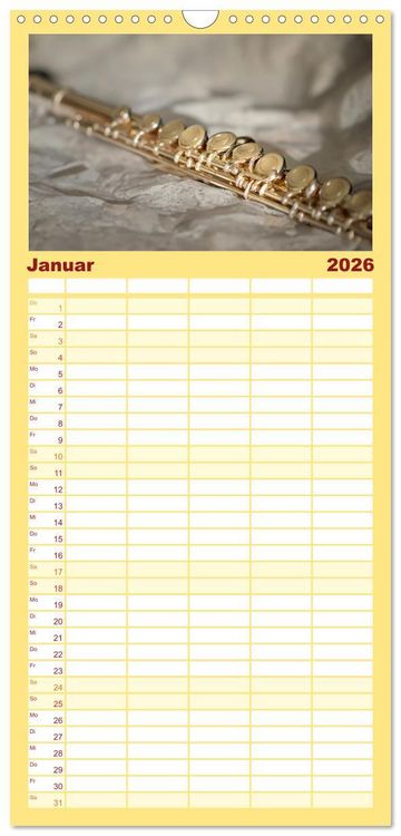 Produktbild: Familienplaner 2026 - Die Querfl&ouml;te, ein herrliches Instrument mit 5 Spalten (Wandkalender, 21 x 45 cm) CALVENDO