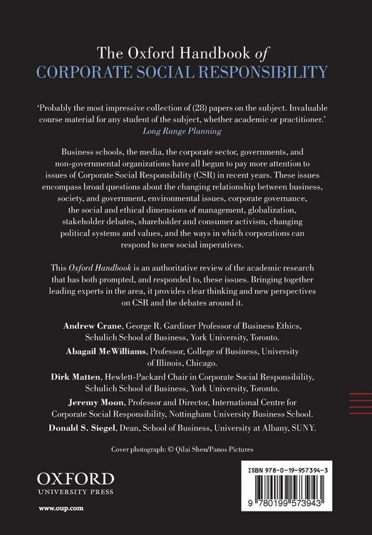 Produktbild: The Oxford Handbook of Corporate Social Responsibility