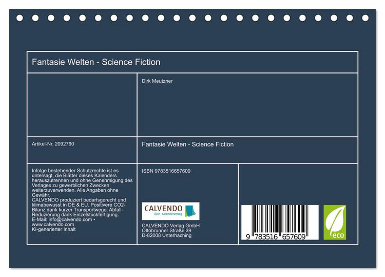 Produktbild: Fantasie Welten - Science Fiction (Tischkalender 2026 DIN A5 quer), CALVENDO Monatskalender