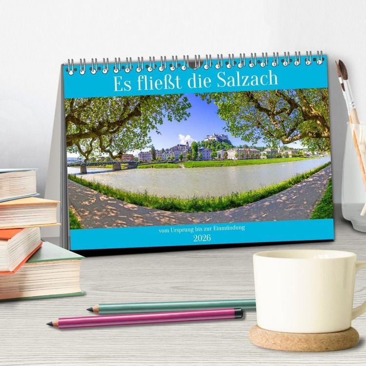 Produktbild: Es flie&szlig;t die Salzach (Tischkalender 2026 DIN A5 quer), CALVENDO Monatskalender