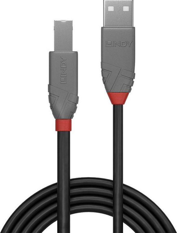 Produktbild: LINDY USB-Kabel USB 2.0 USB-A Stecker, USB-B Stecker 10.00m Schwarz 36677