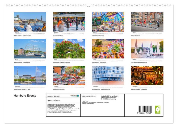 Produktbild: Hamburg Events (hochwertiger Premium Wandkalender 2027 DIN A2 quer), Kunstdruck in Hochglanz