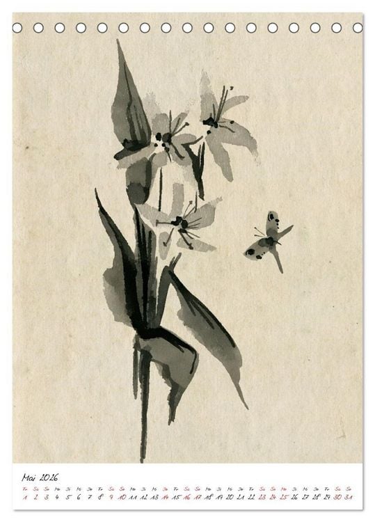 Produktbild: Sumi-e Kunst im japanischen Stil (Tischkalender 2026 DIN A5 hoch), CALVENDO Monatskalender