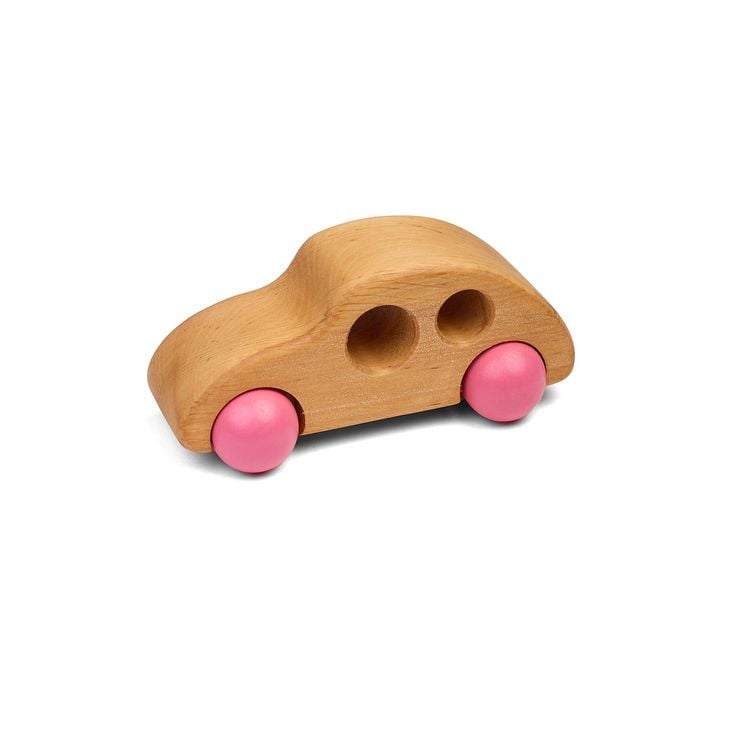 Produktbild: Pfingstweid - Stadthupfer pink aus Erle mit pinkfarbenen R&auml;dern aus Buche, Holz