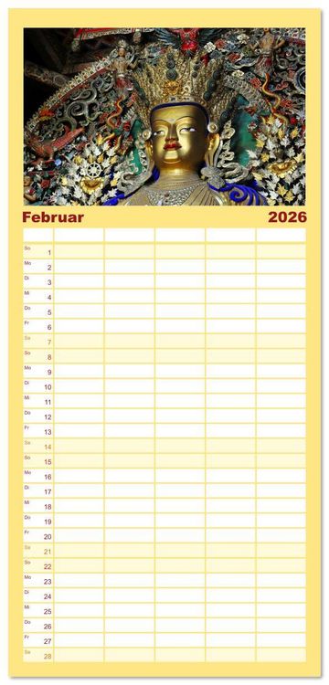 Produktbild: Familienplaner 2026 - Buddhas & Bhodisattvas mit 5 Spalten (Wandkalender, 21 x 45 cm) CALVENDO
