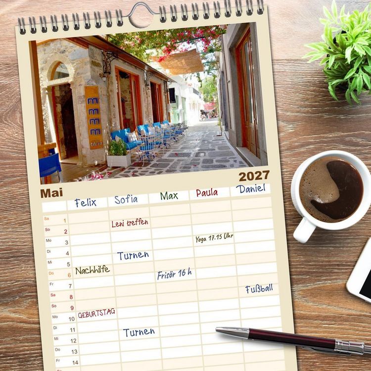Produktbild: Familienplaner 2027 - Griechische Insel Kos mit 5 Spalten (Wandkalender, 21 x 45 cm) CALVENDO