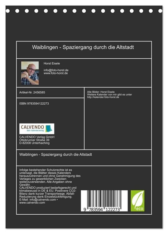 Produktbild: Waiblingen - Spaziergang durch die Altstadt (Tischkalender 2027 DIN A5 hoch), CALVENDO Monatskalender