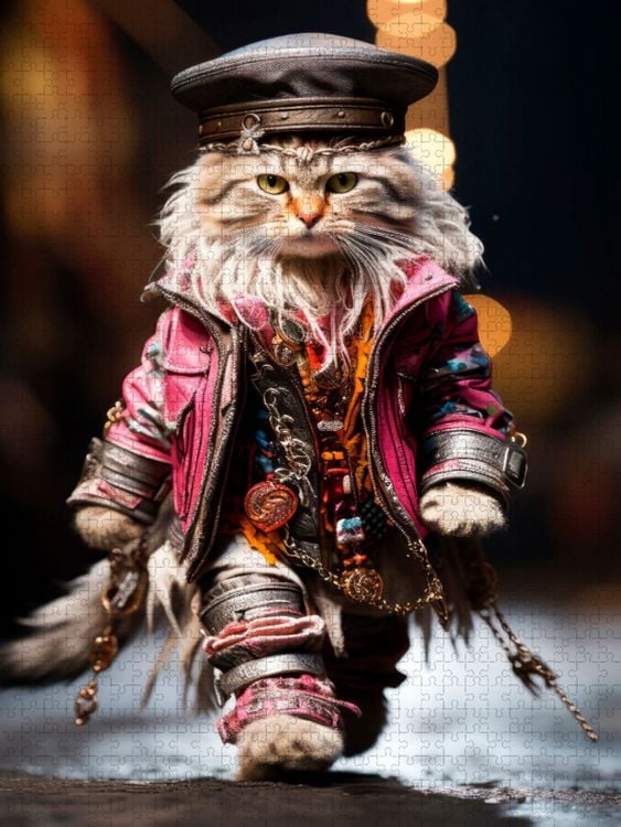 Produktbild: CALVENDO Puzzle Cyber Punk Kater | 2000 Teile Lege-Gr&ouml;&szlig;e 90x67cm Foto-Puzzle f&uuml;r gl&uuml;ckliche Stunden