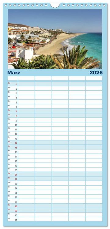 Produktbild: Familienplaner 2026 - Fuerteventura mit 5 Spalten (Wandkalender, 21 x 45 cm) CALVENDO