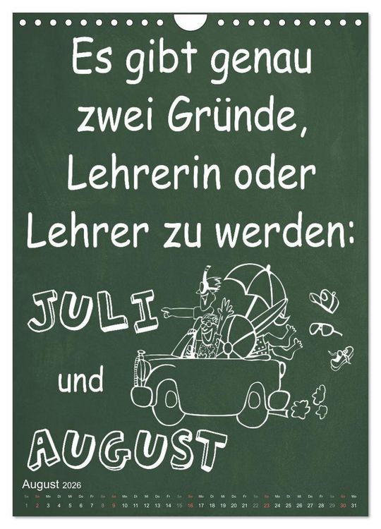Produktbild: Coole Lehrerspr&uuml;che (Wandkalender 2026 DIN A4 hoch), CALVENDO Monatskalender