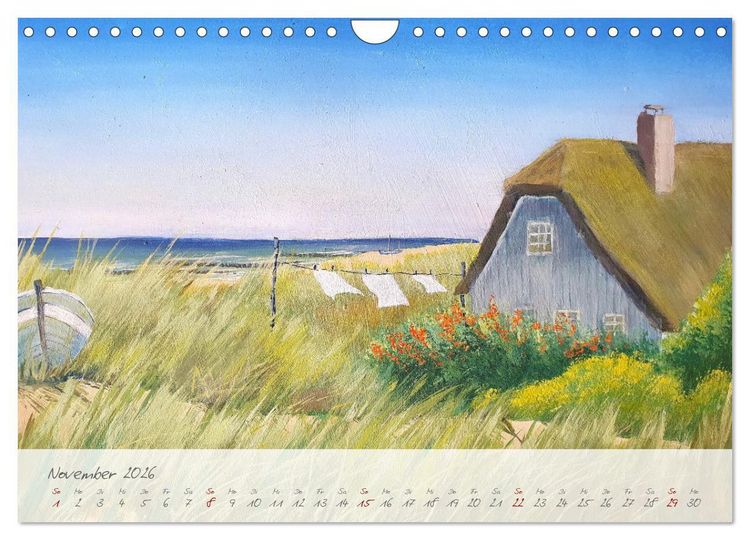 Produktbild: Gemalter K&uuml;stenzauber - Mit Pinsel und Farbe entlang der deutschen K&uuml;ste (Wandkalender 2026 DIN A4 quer), CALVENDO Monatskalender