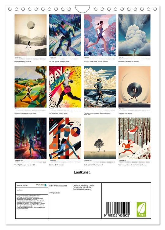 Produktbild: Laufkunst. (Wandkalender 2026 DIN A4 hoch), CALVENDO Monatskalender