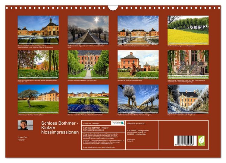 Produktbild: Schloss Bothmer - Kl&uuml;tzer Schlossimpressionen (Wandkalender 2026 DIN A3 quer), CALVENDO Monatskalender