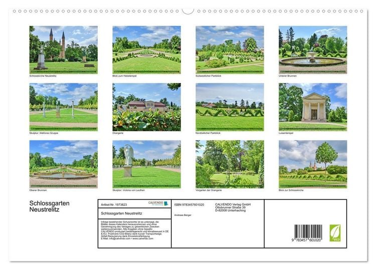 Produktbild: Schlossgarten Neustrelitz (hochwertiger Premium Wandkalender 2026 DIN A2 quer), Kunstdruck in Hochglanz
