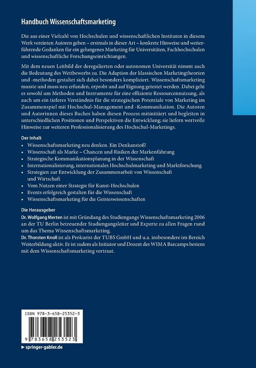 Produktbild: Handbuch Wissenschaftsmarketing
