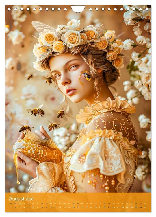 Produktbild: Bienenk&ouml;nigin - Goldene Harmonie von Sch&ouml;nheit, Honig und Bienen (Wandkalender 2026 DIN A4 hoch), CALVENDO Monatskalender