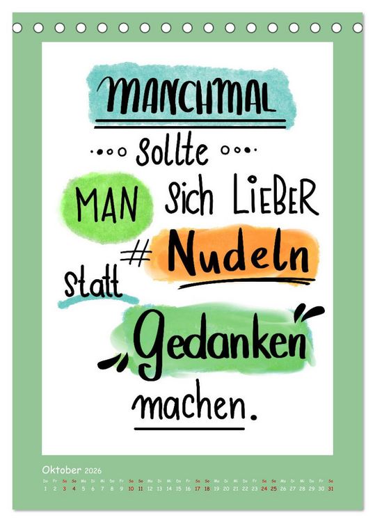 Produktbild: Nachgedacht-Spr&uuml;che und Zitate (Tischkalender 2026 DIN A5 hoch), CALVENDO Monatskalender