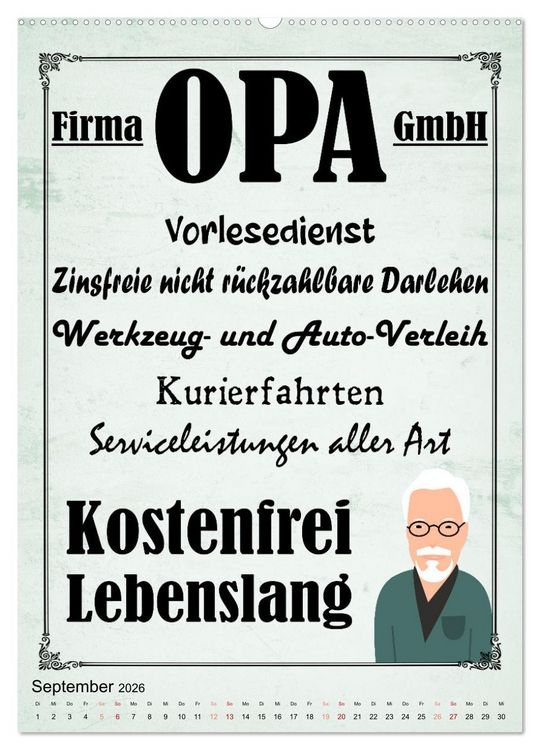 Produktbild: Opa ist der Coolste (Wandkalender 2026 DIN A2 hoch), CALVENDO Monatskalender