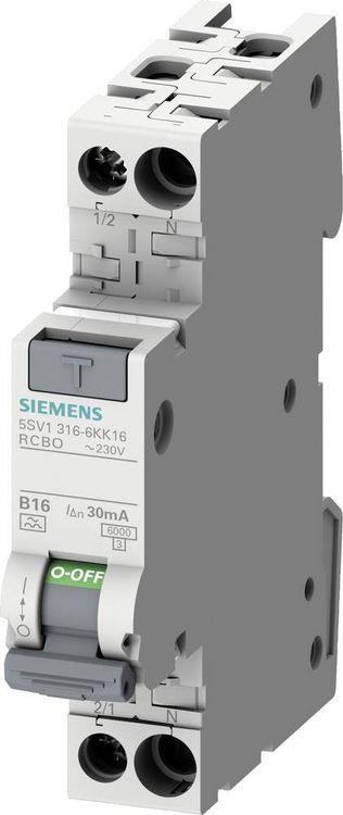 Produktbild: Siemens 5SV13167KK10 FI-Schutzschalter/Leitungsschutzschalter 1polig 10A 0.03A 230V