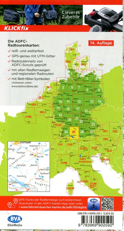 Produktbild: BVA ADFC Radtourenkarte Bodensee Schw&auml;bische Alb 1:150.000