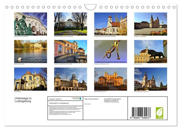 Produktbild: Unterwegs in Ludwigsburg (Wandkalender 2026 DIN A4 quer), CALVENDO Monatskalender
