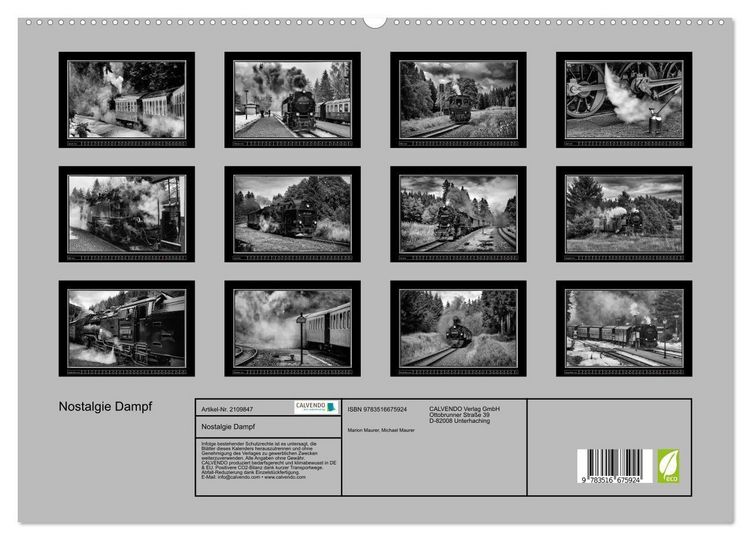 Produktbild: Nostalgie Dampf (hochwertiger Premium Wandkalender 2026 DIN A2 quer), Kunstdruck in Hochglanz