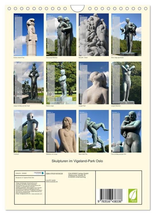 Produktbild: Skulpturen im Vigeland-Park Oslo (Wandkalender 2026 DIN A4 hoch), CALVENDO Monatskalender