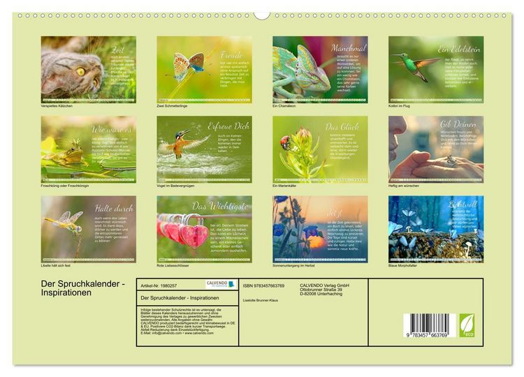 Produktbild: Der Spruchkalender - Inspirationen (hochwertiger Premium Wandkalender 2026 DIN A2 quer), Kunstdruck in Hochglanz