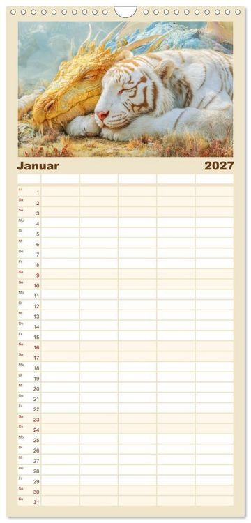 Produktbild: Familienplaner 2027 - Ewige Drachenliebe - Eine zeitlose Faszination mit 5 Spalten (Wandkalender, 21 x 45 cm) CALVENDO