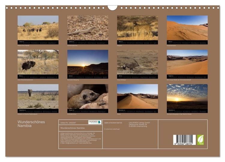 Produktbild: Wundersch&ouml;nes Namibia (Wandkalender 2027 DIN A3 quer), CALVENDO Monatskalender