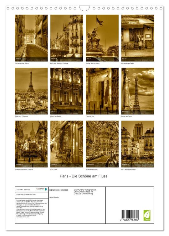 Produktbild: Paris - Die Sch&ouml;ne am Fluss (Wandkalender 2026 DIN A3 hoch), CALVENDO Monatskalender