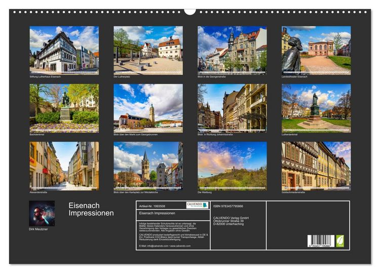 Produktbild: Eisenach Impressionen (Wandkalender 2026 DIN A2 quer), CALVENDO Monatskalender