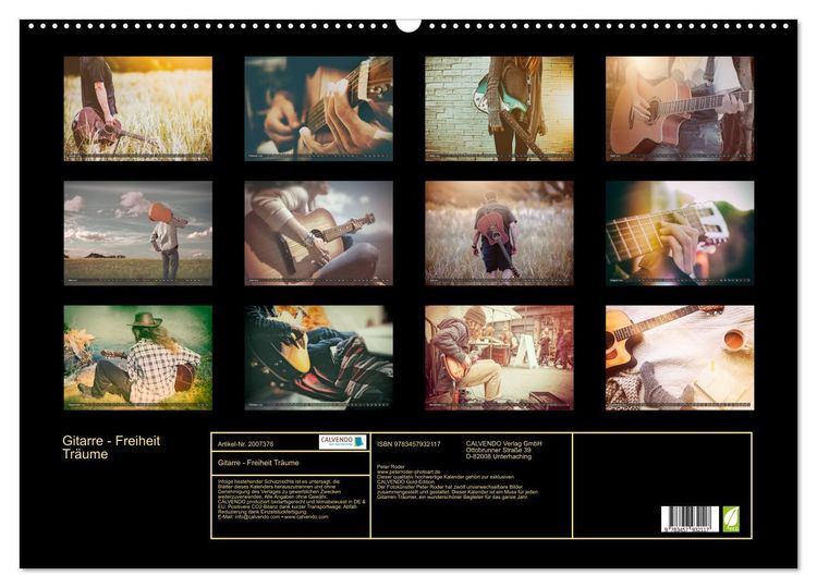 Produktbild: Gitarre - Freiheit Tr&auml;ume (Wandkalender 2026 DIN A2 quer), CALVENDO Monatskalender