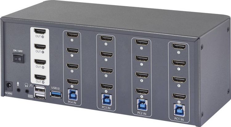 Produktbild: SpeaKa Professional 4 Port HDMI Multi Display KVM Switch 4x4 Port KVM-Konsole HDMI 3840 x 2160 Pixel