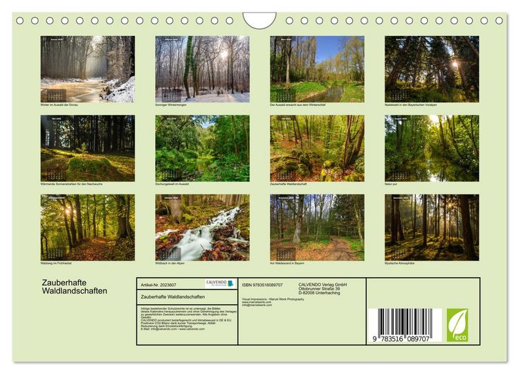 Produktbild: Zauberhafte Waldlandschaften (Wandkalender 2026 DIN A4 quer), CALVENDO Monatskalender
