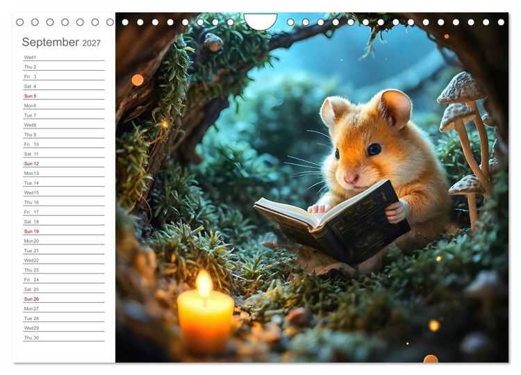 Produktbild: Hamster's Bedtime Calendar - Twelve magical dream worlds (Wall Calendar 2027 DIN A4 landscape), CALVENDO 12 Month Wall Calendar