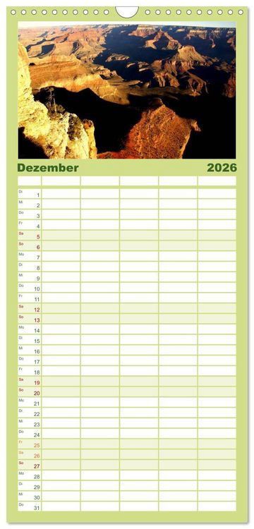 Produktbild: Familienplaner 2026 - USA-S&uuml;dwesten von seiner sch&ouml;nsten Seite 2026 mit 5 Spalten (Wandkalender, 21 x 45 cm) CALVENDO