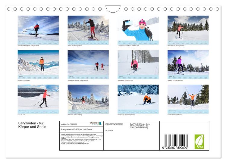 Produktbild: Langlaufen - f&uuml;r K&ouml;rper und Seele (Wandkalender 2026 DIN A4 quer), CALVENDO Monatskalender