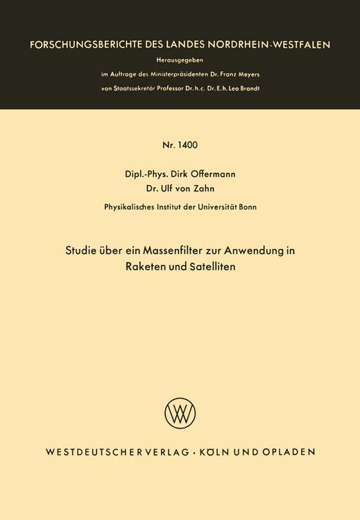 Produktbild: Studie &uuml;ber ein Massenfilter zur Anwendung in Raketen und Satelliten