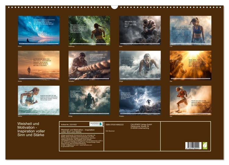 Produktbild: Weisheit und Motivation - Inspiration voller Sinn und St&auml;rke (Wandkalender 2027 DIN A2 quer), CALVENDO Monatskalender