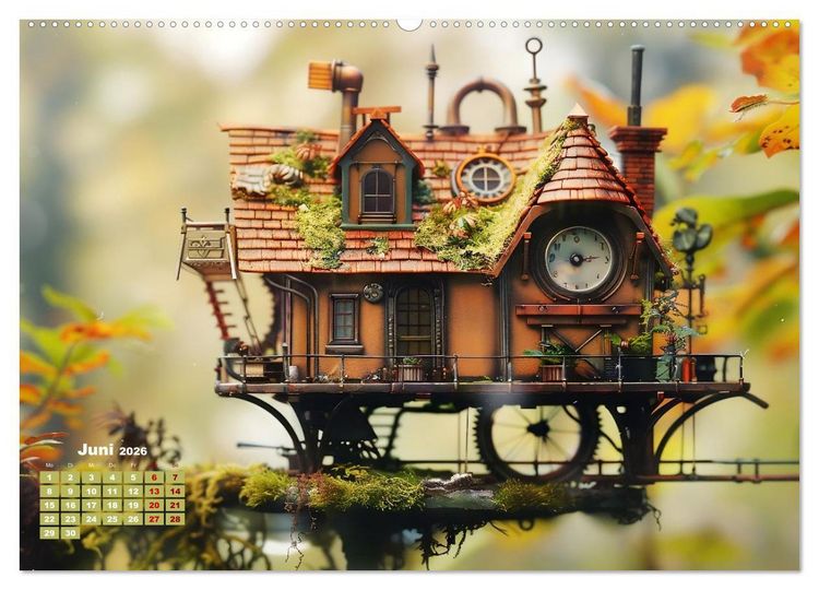 Produktbild: Miniaturwelt Faszinierend winzige H&auml;user im Steampunk-Stil (Wandkalender 2026 DIN A2 quer), CALVENDO Monatskalender