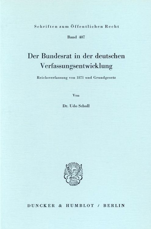 Produktbild: Der Bundesrat in der deutschen Verfassungsentwicklung.