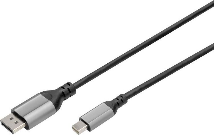 Produktbild: Digitus DisplayPort / Mini-DisplayPort Anschlusskabel DisplayPort Stecker, Mini DisplayPort Stecker 2 m Schwarz DB-340106-020-S Geschirmt