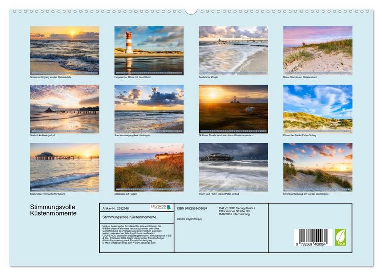 Produktbild: Stimmungsvolle K&uuml;stenmomente (hochwertiger Premium Wandkalender 2027 DIN A2 quer), Kunstdruck in Hochglanz