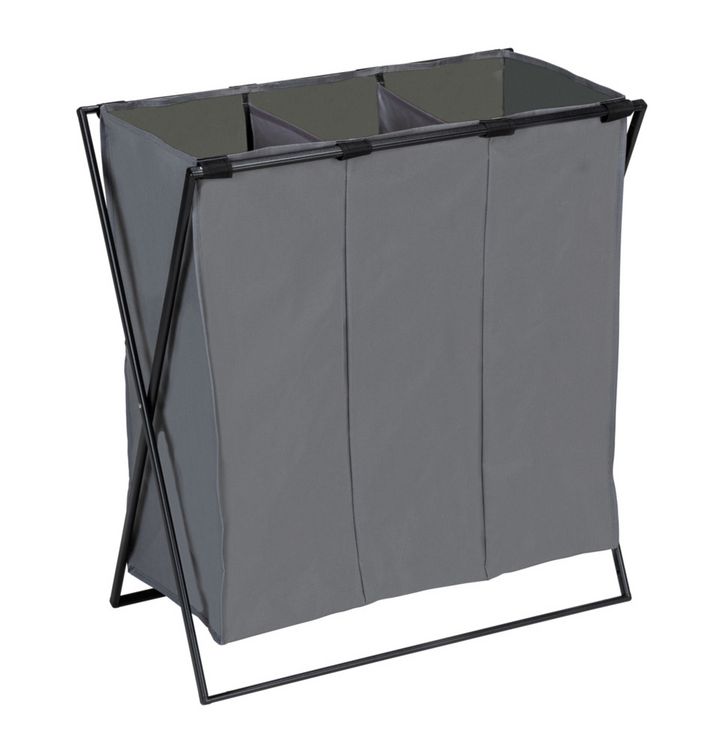 Produktbild: W&auml;schesammler Mod. Trio XL Grau, mit drei F&auml;chern